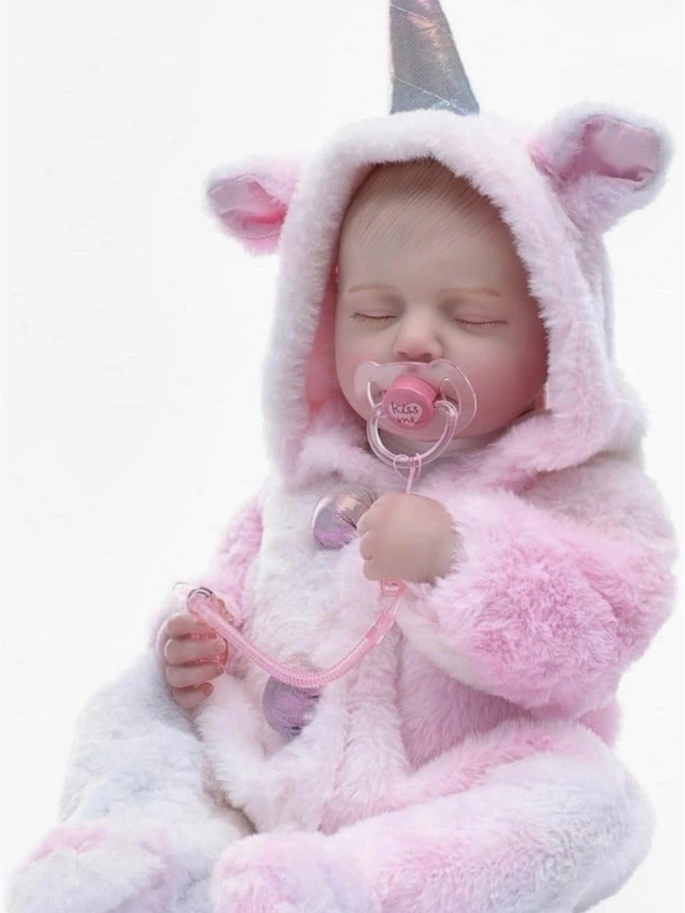 cleverly Dreamy Pink Unicorn Reborn Baby Doll in Pink & White NWT